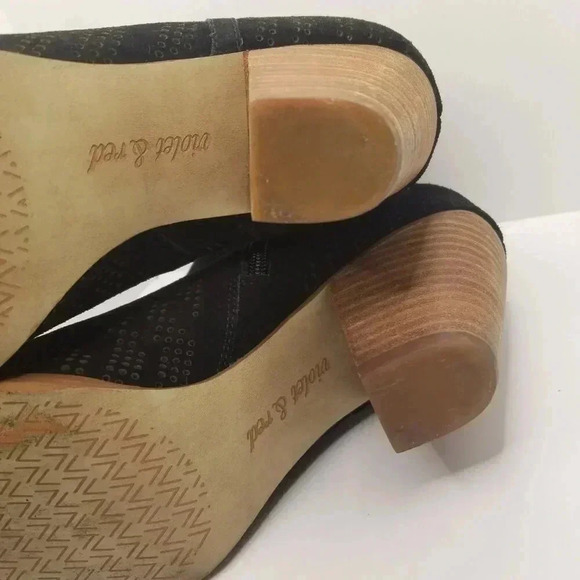 Violet & Red Black Leather Suede Western Style Jensen Booties Sz 8M - Picture 11 of 16